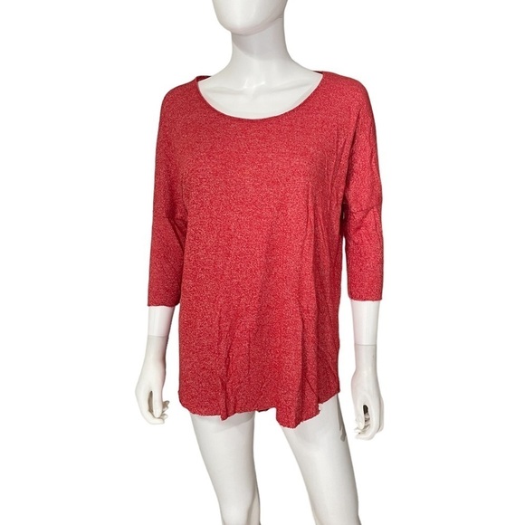 TOPSHOP Red Textured Heather 3/4 Sleeve Top - Picture 2 of 9
